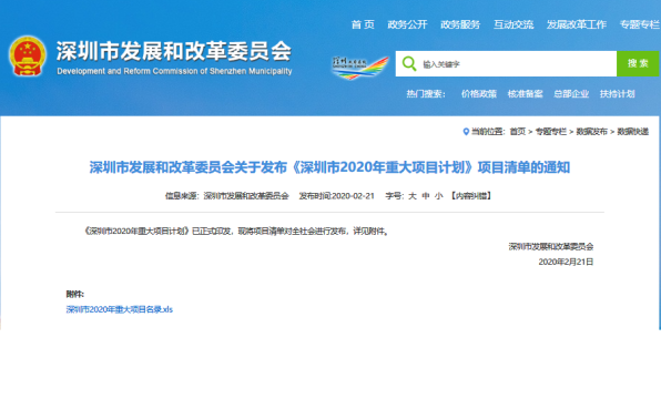 科通集团两大科技项目 在《深圳市2020年重大项目计划》中入选 深圳2000亿 城投项目清单